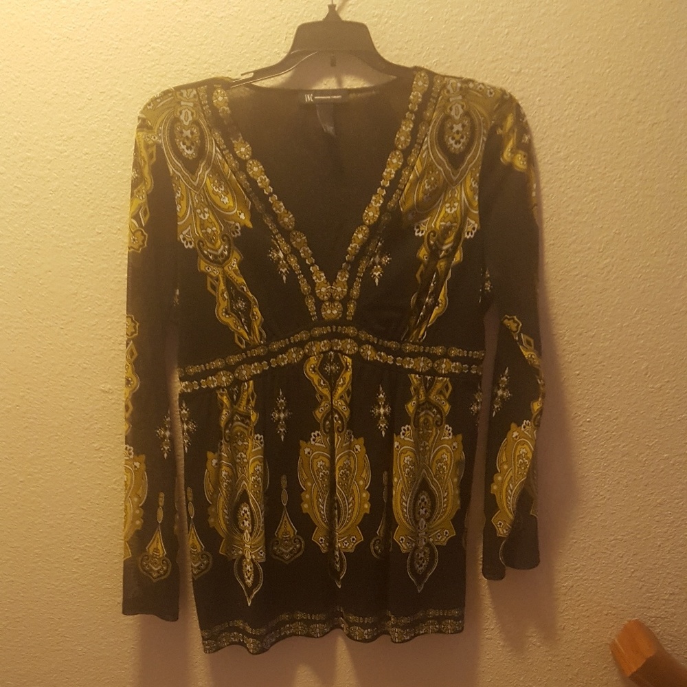 Black and gold sheer sleeve tunic